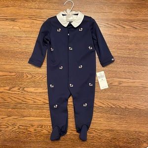 Ralph Lauren Terrier Embroidered Cotton Coverall 9M